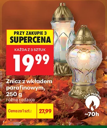 Znicz z wkładem parafinowym 250 g