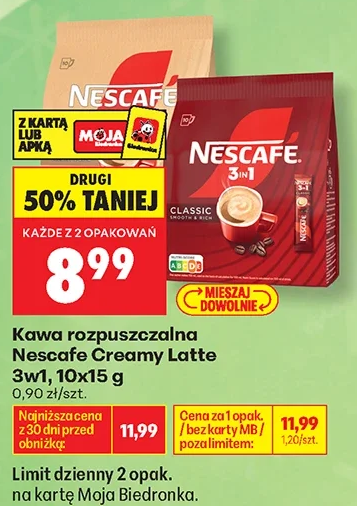 Nescafé Kawa rozpuszczalna Creamy Latte 3w1 10 × 15 g