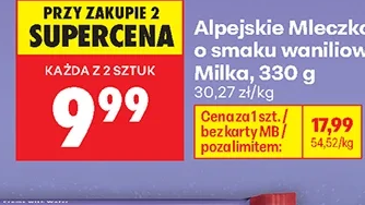 Milka ALPEJSKIE MLECZKO O SMAKU WANILIOWYM 330 g