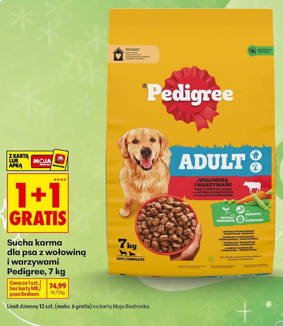 Pedigree Sucha karma dla psa z wołowiną i warzywami 7 kg