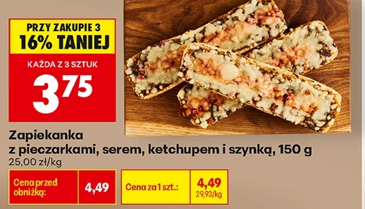 Zapiekanka z pieczarkami, serem, ketchupem i szynką 150 g