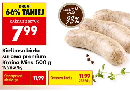 Kraina Mięs Kiełbasa biała surowa premium 500 g