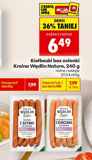 Kraina Wędlin Kiełbaski bez osłonki Nature 240 g
