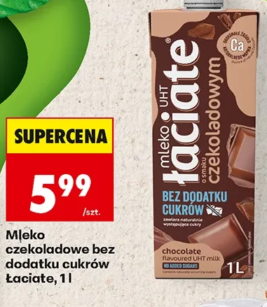 Mleko czekoladowe bez dodatku cukrów Łaciate, 1 l