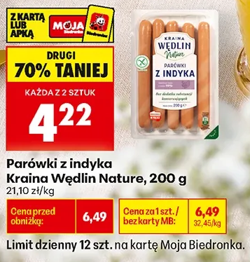 Kraina Wędlin Parówki z indyka Nature 200 g