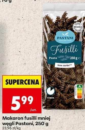 Makaron fusilli mniej węgli Pastani, 250 g