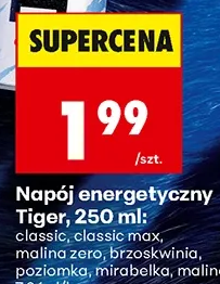 Tiger Napój energetyczny; classic, classic max, malina zero, brzoskwinia, poziomka, mirabelka, malina 250 ml