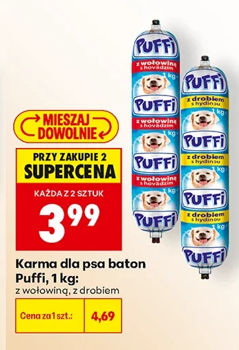 Puffi Karma dla psa baton, z wołowiną, z drobiem 1 kg