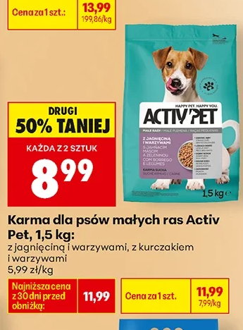 Activ’Pet Karma dla psów małych ras, z jagnięciną i warzywami, z kurczakiem i warzywami 1,5 kg