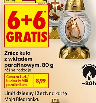 Znicz kula z wkładem parafinowym 80 g