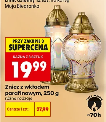 Znicz z wkładem parafinowym 250 g