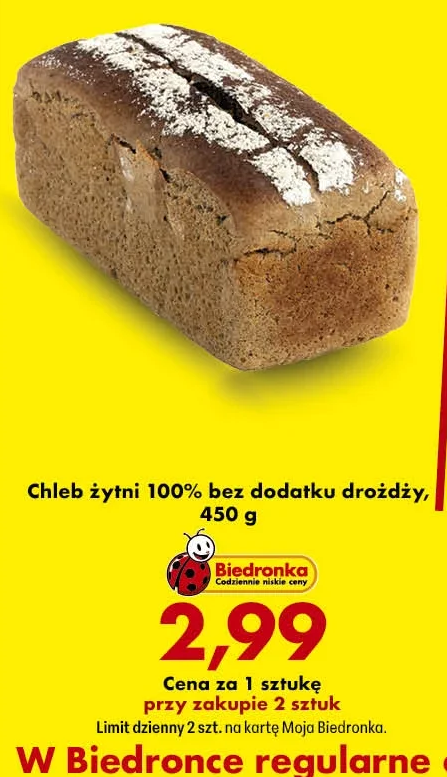 Chleb żytni 100% bez dodatku drożdży 450 g