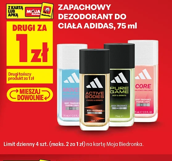 Zapachowy dezodorant do ciała Adidas, 75 ml