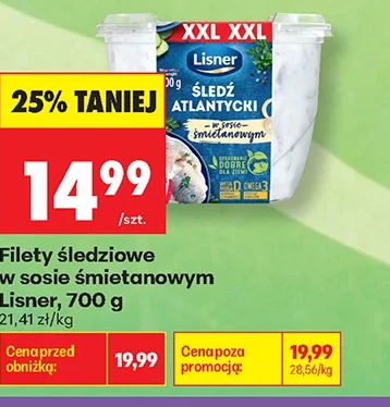 Lisner Filety śledziowe w sosie śmietanowym 700 g