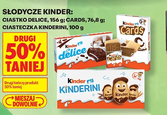 Słodycze Kinder: ciastko Delice, Cards i ciasteczka Kinderini