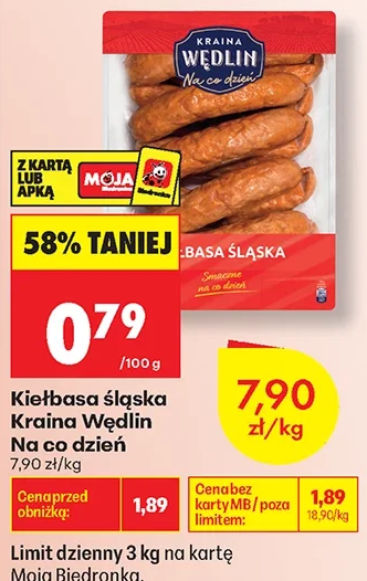 Kraina Wędlin Kiełbasa śląska Na co dzień 1 kg