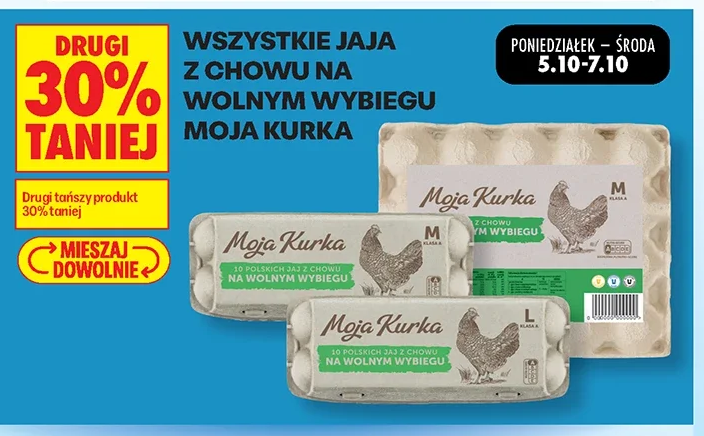 Wszystkie jaja z chowu na wolnym wybiegu Moja Kurka