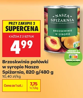 Nasza Spiżarnia Brzoskwinie połówki w syropie 820 g