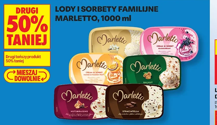 Lody i sorbety familijne Marletto, 1000 ml