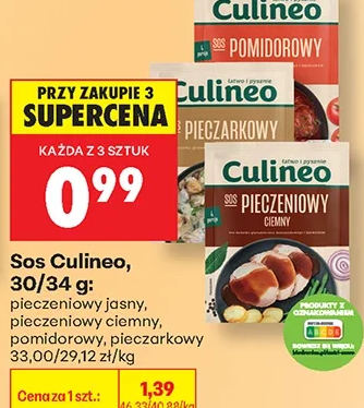 Culineo Sos, pieprzowy jasny, pieprzowy ciemny, pomidorowy, pieczarkowy 34 g