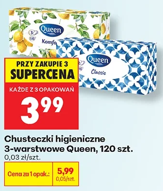 Queen Chusteczki higieniczne 3-warstwowe 120 szt.