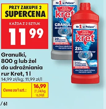 Kret Granulki lub żel do udrażniania rur 800 g