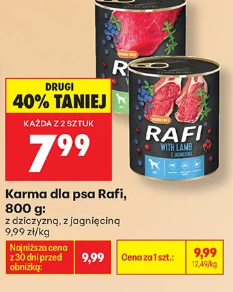 Karma dla psa Rafi, z dziczyzną, z jagnięciną 800 g