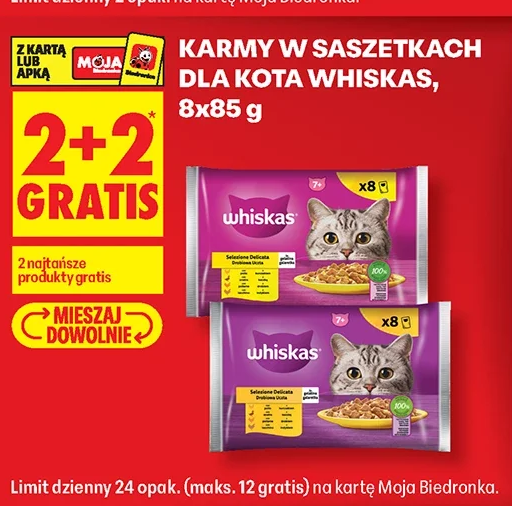 Karmy w saszetkach dla kota Whiskas, 8x85 g