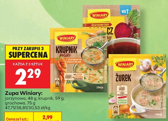 Winiary Zupa: jarzynowa; krupnik; grochowa 75 g