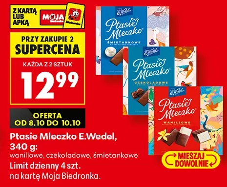 E.Wedel Ptasie Mleczko, waniliowe, czekoladowe, śmietankowe 340 g