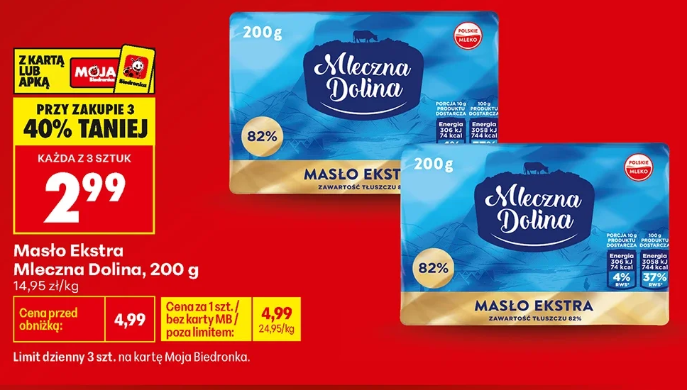 Mleczna Dolina Masło Ekstra 200 g