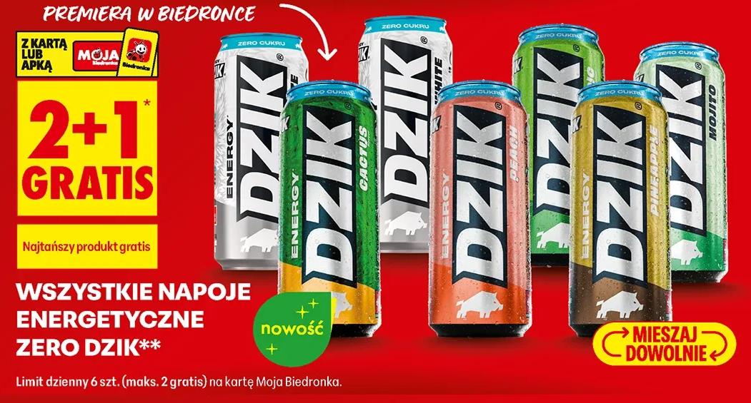 Wszystkie napoje energetyczne zero Dzik