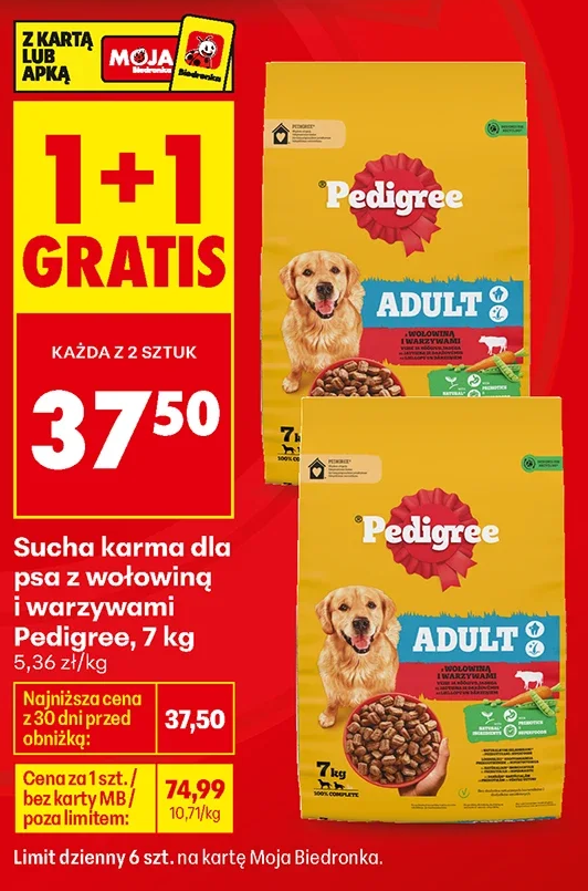 Pedigree Sucha karma dla psa z wołowiną i warzywami 7 kg