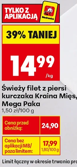 Kraina Mięs ŚWIEŻY FILET Z PIERSI KURCZAKA, MEGA PAKA 1 kg