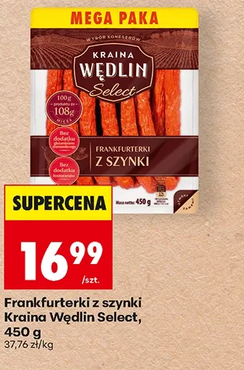 Kraina Wędlin Frankfurterki z szynki Select 450 g