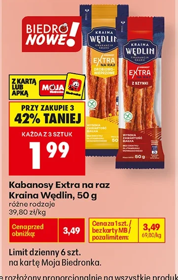Kraina Wędlin Kabanosy Extra na raz 50 g