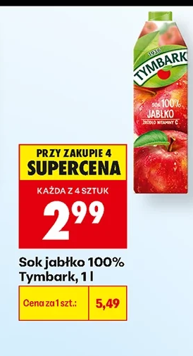 Tymbark Sok jabłko 100% 1 l