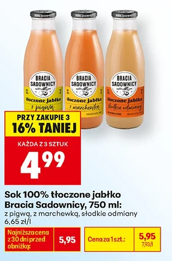 Bracia Sadownicy Sok 100% tłoczony Jabłko 750 ml
