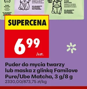 Familove Puder do mycia twarzy lub maska z glinką Pure/Ube Matcha 3 g