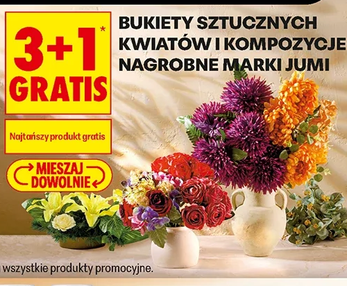 Bukiety sztucznych kwiatów i kompozycje nagrobne marki Jumi
