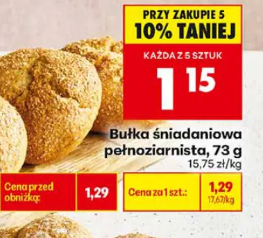Bułka śniadaniowa pełnoziarnista 73 g