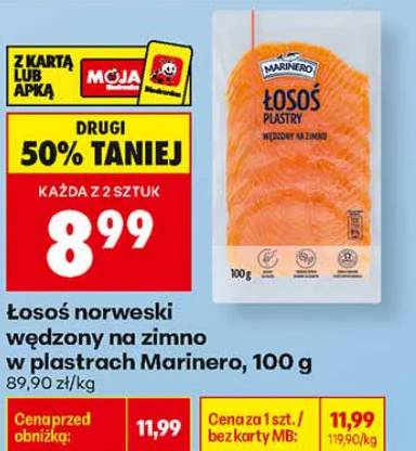 Marinero Łosoś norweski wędzony maksimumplastrach 100 g