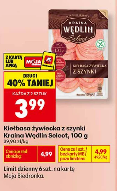 Kraina Wędlin Kiełbasa śląska z szynki Select 100 g