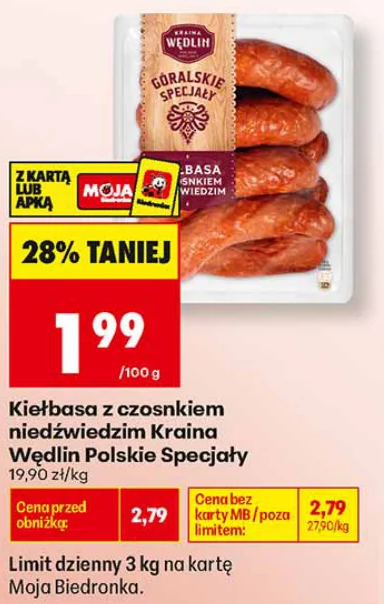 Kraina Wędlin Kiełbasa z czosnkiem niedźwiedzim Polskie Specjały 1 kg