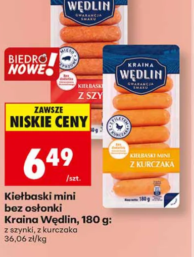 Kraina Wędlin Kiełbaski mini bez osłonki 180 g