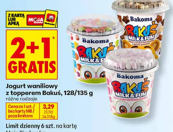 Jogurt waniliowy z topperem Bakuś 135 g