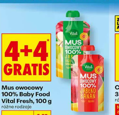 Mus owocowy 100% Baby Food Vital Fresh, 100 g, różne rodzaje