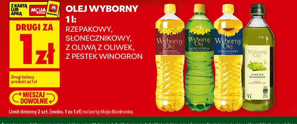 Olej Wyborny 1 l: rzepakowy, słonecznikowy, z oliwą z oliwek, z pestek winogron