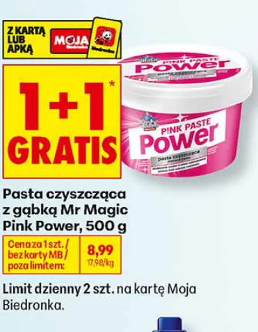 Pasta czyszcząca z gąbką Mr Magic Pink Power 500 g