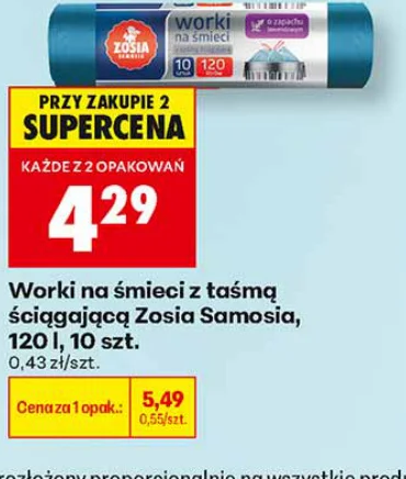 Zosia Worki na śmieci z taśmą ściągającą 120 l